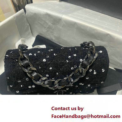 Chanel Tweed, Sequins  &  Black Metal Black  &  White Mini Flap Bag AS4051 2023